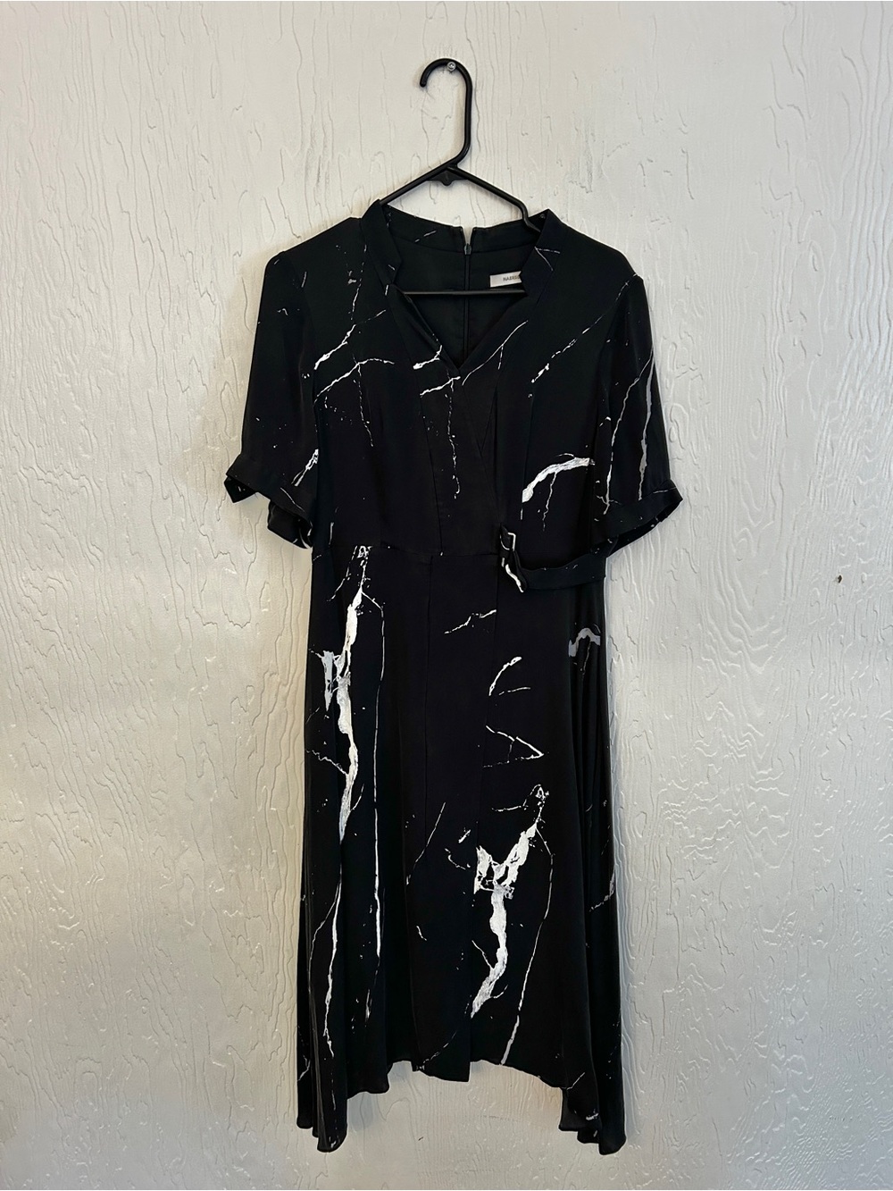 NAERSILING Mulberry Silk Midi Dress Medium Black Marble Chic Event Quality Party